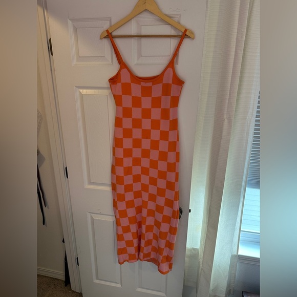 Low Cut Ribbed Knit Long Bodycon Sling Dress - L - Picture 3 of 6